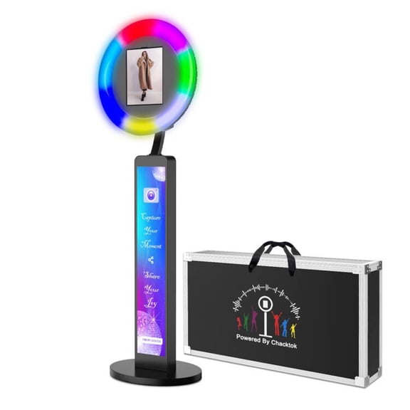 YCKJNB Ipad Photo Booth Compatible with Any Ipad 10.2in 10.9in 12.9in, APP Control Ring Box, Music Sync, Free customized LOGO,Flight Casa