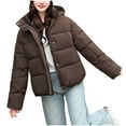 thumbnail image 4 of Lenago Winter Jackets For Women Quilted Lightweight Jackets Long Sleeve Cropped Cotton Padded Coat Jacket Solid Color Warm Thermal Outerwear Winter Essentials S-Xxl, 4 of 4