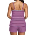 thumbnail image 4 of Tummy Control Tankini Swimsuits for Women, Lightweight Striped Two Piece Bathing Suits, Swim Top with Boyshorts, 2XL, 4 of 6