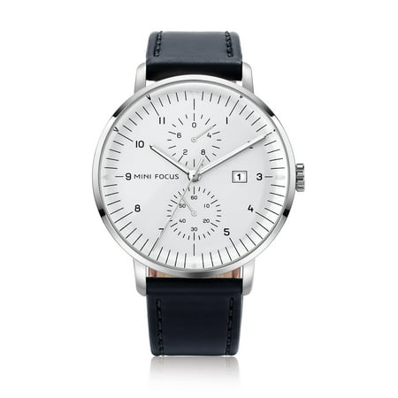 Mens Quartz Watch White Dial Leather Strap New Fashion Design Calendar for Friends Lovers Best Holiday Gift