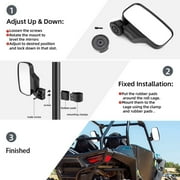 Kemimoto FTVMI017 Side Mirrors Black 1.6 - 2 for UTV