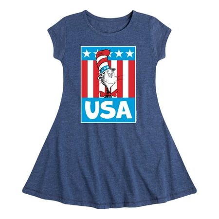 

Dr. Seuss - Cat In The Hat USA - Toddler And Youth Girls Fit And Flare Dress