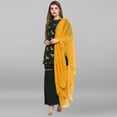 thumbnail image 3 of Janasya Indian Round Neck Half Sleeve Gold Print Dark Green Poly Crepe Kurti With Sharara And Dupatta For Women, 3 of 10