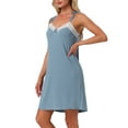 thumbnail image 4 of INSPIRE CHIC Women's Sleeveless Lingerie Lace Nightgown Thigh Length Soild Sleepdress XL Blue, 4 of 6