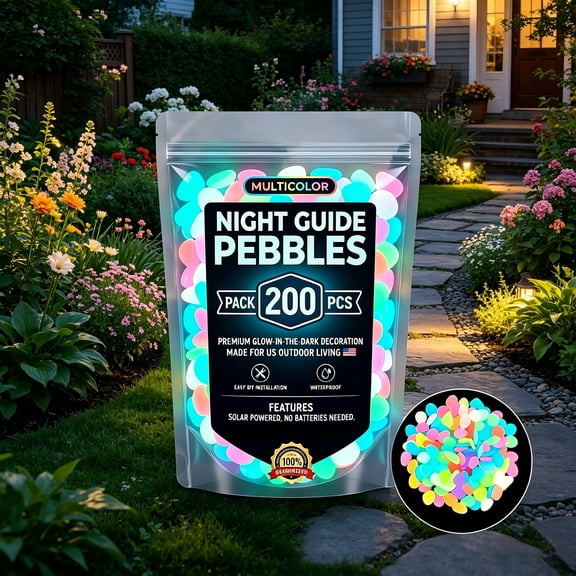 Glow in the Dark Garden Stones, Colorful Luminous Pebbles, Waterproof Glowing Rocks for Outdoor Landscaping Fish Tank Aquarium Decor.(Rainbow)