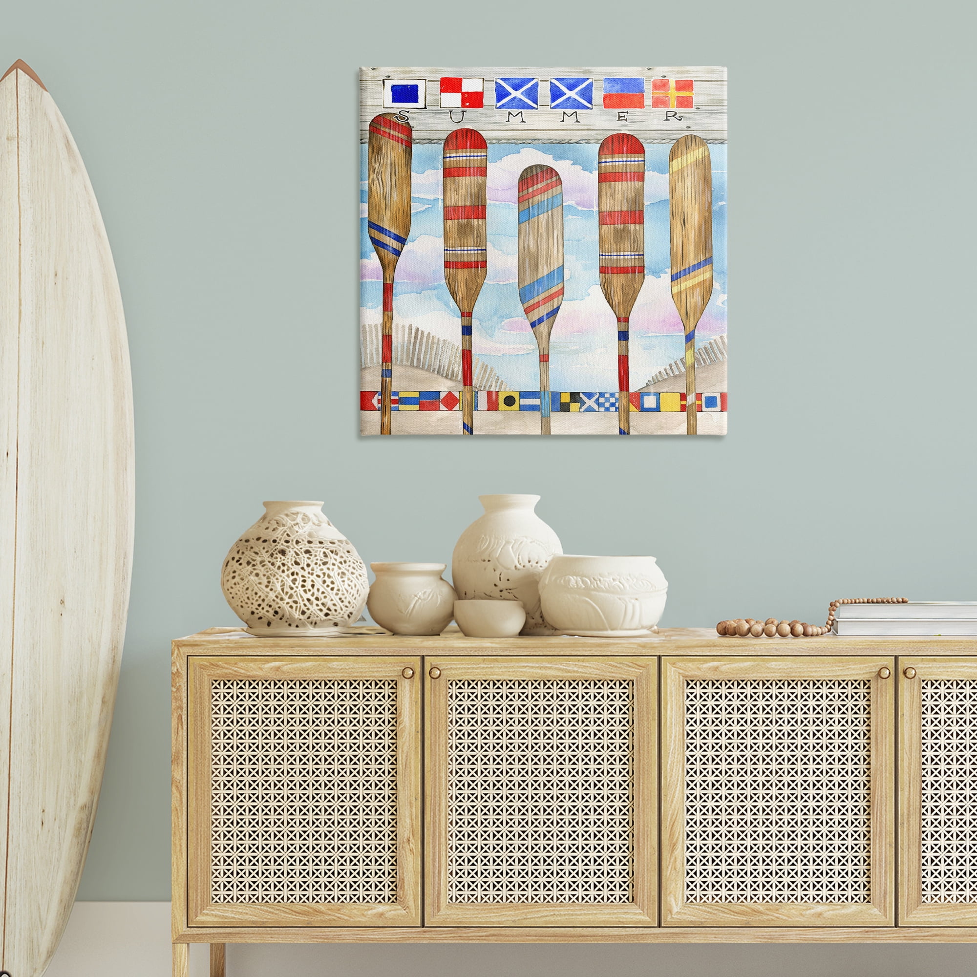 Stupell Industries Maritime Summer Paddles Nautical & Beach Painting Wrapped Canvas Art Print Wall Art, 36 x 36