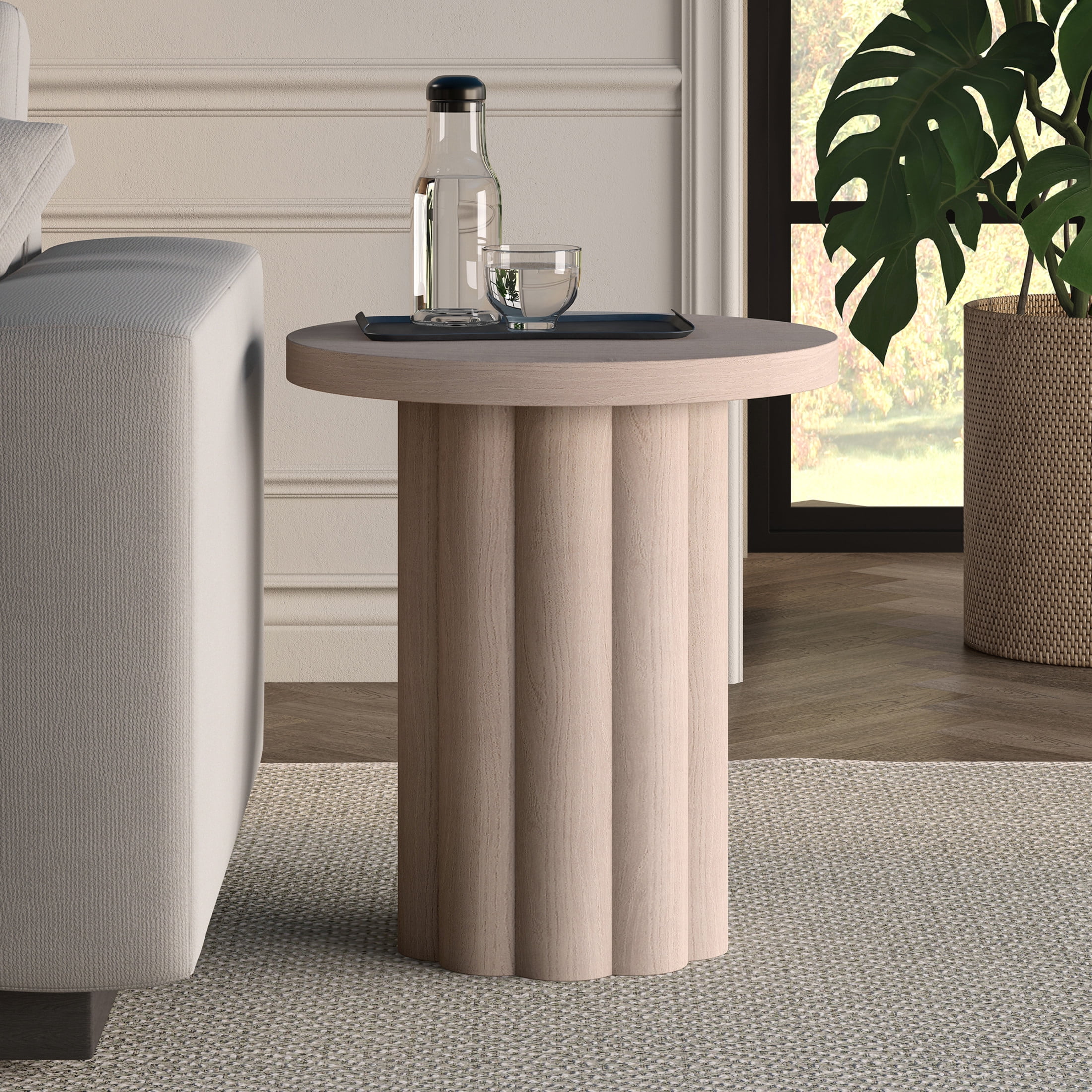 Evelyn&Zoe Modern/Contemporary 20" Wide Alder White Side Table