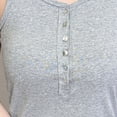 thumbnail image 4 of Wide Strap Tank Top for Women Cute Summer Button Slim Fitted Henley Tops Beach Vacation Sleeveless Shirt Gray, 4 of 5