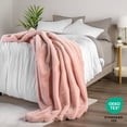 thumbnail image 6 of Bare Home Faux Fur Blanket - 47" x 60" - Ultra Soft Fleece - Throw, Blush, 6 of 8