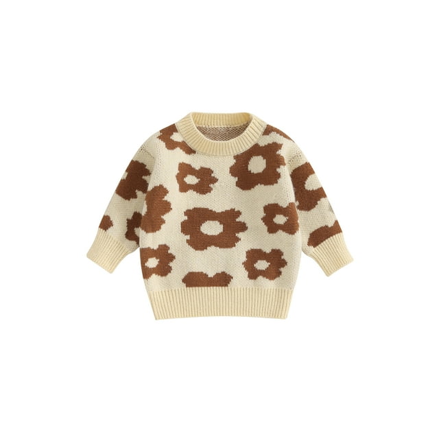 xiaxaixu Chandail d'Automne pour Bébé Fille Imprimé Fleuri Col Rond Chandail en Molleton Manches Longues Pulls Vêtements Automne Hiver