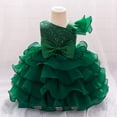 thumbnail image 2 of Toddler Girls Ruffled One Shoulder Party Dress with Bowknot Elegant Layered Tulle Pageant Gown, 2 of 5