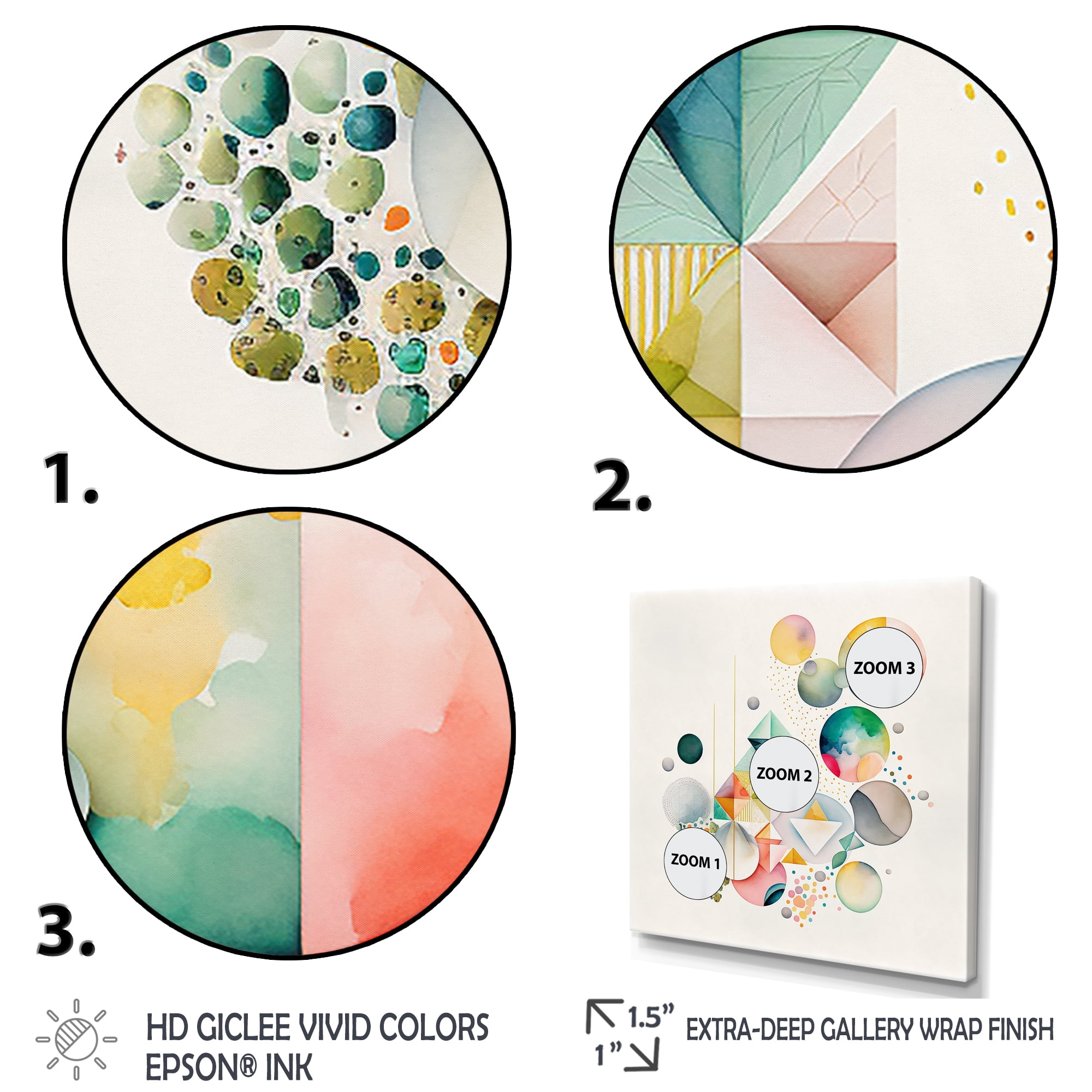Designart Watercolor Multi Shape Abstract II Canvas Wall Art