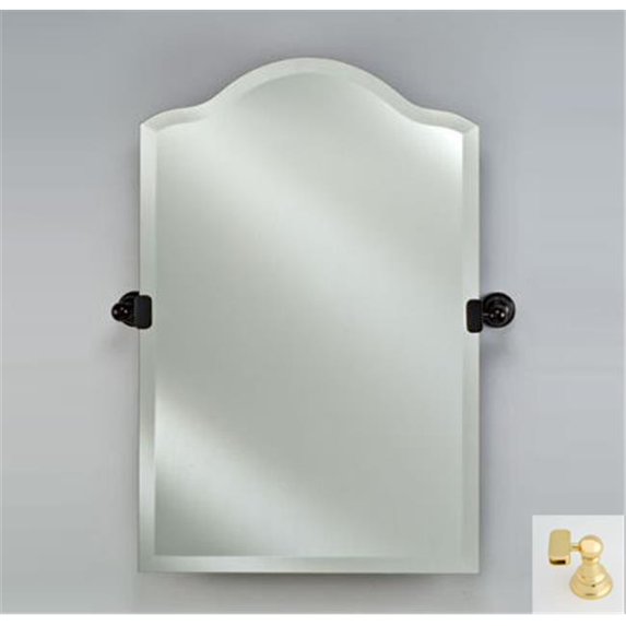 Afina Corporation RM-725-BR-T 16X25 SCALLOP TOP FRAMELESS WITH TILT BRACKETS POLISHED BRASS TRADITIONAL BRACKETS