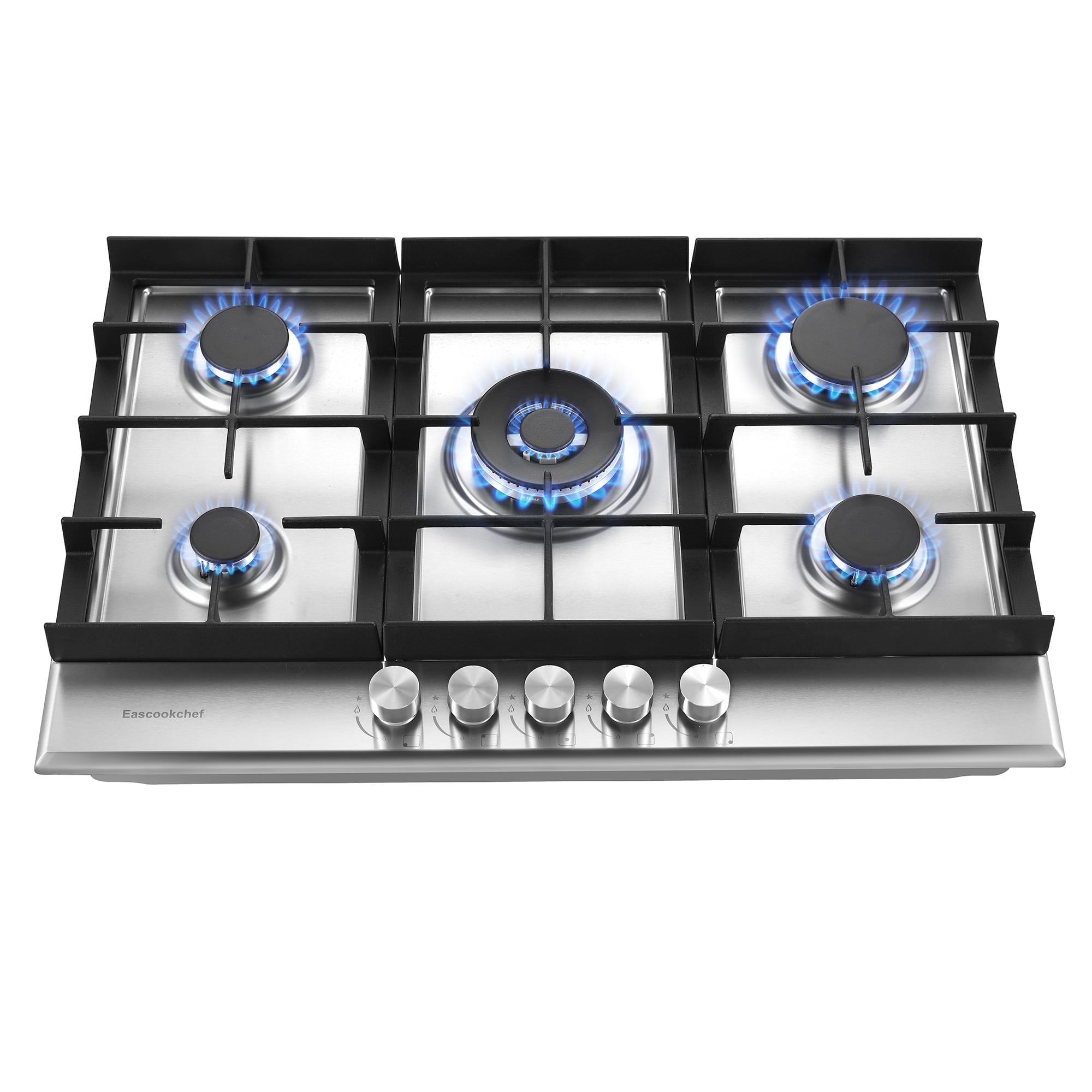 Amzgachfktch 5 Burners Gas Cooktop Stove Oven 30 inch Stainless Natural Gas/LPG Convertible Built-in