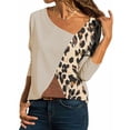 thumbnail image 3 of DYMADE Women Plus Size Long Sleeve V-neck Splice T-shirt Top, 3 of 5