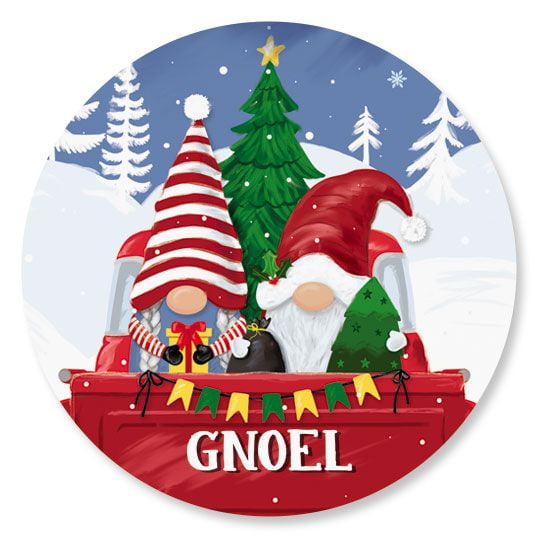 Gnomes in a Red Truck Christmas Envelope Seals - Set of 72 Holiday Envelope Stickers, by Current