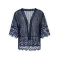thumbnail image 6 of aturustex Women Casual See Through Lace Solid Color Crochet Cardigan Cover Up Jacket Plus Size Top, 6 of 9