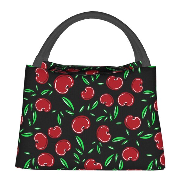 Fotbe Cherry Bolsa Térmica Portátil con Estampado, Bolsa de Entrega de Alimentos Aislada, Bolsa Reutilizable de Gran Capacidad para Comidas y Supermercado