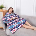 thumbnail image 5 of Oversized Wearable Blanket Hoodie,Pink and Teal Triangular and Rectangular Geometric Boho Sherpa Blanket Hoodie with Super Pockets,Super Warm Fuzzy Pullover for Women & Men, 5 of 6