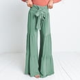 thumbnail image 1 of Pantalones De Pierna Ancha Pantalones de pierna ancha para mujer, cintura alta, informales, con cordones, plisados, para mujer (verde L) Ygjytge para Mujer Verde T S, 1 of 8