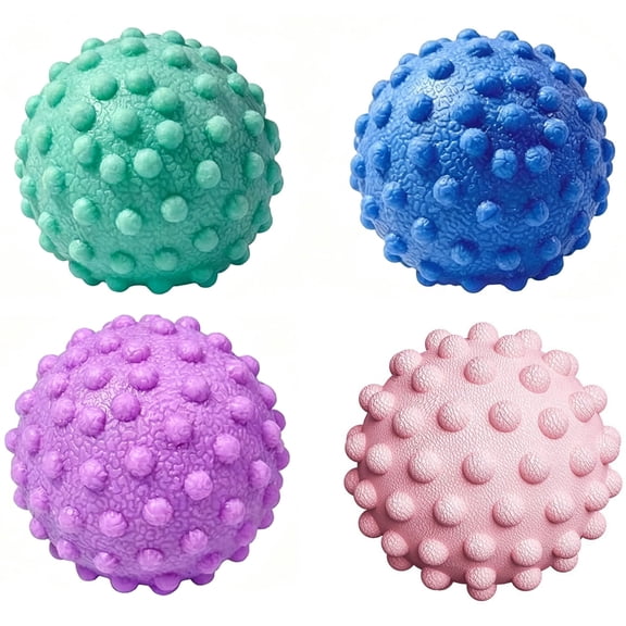 4PCS Deep Tissue Massage Ball Mini-Ball Trigger Point Massage Therapy for Myofascial Release - Spiky Foot Massager Ball - Back Massager Ball for Targeted Pain Relief