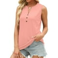 thumbnail image 4 of Ltctricy Women's Tank Tops Dressy Casual V Neck Quarter Button Solid Color Soft Sleeveless Shirts Tunic Cami Blouses, 4 of 7