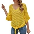 thumbnail image 5 of Suéteres de Verano para Mujeres Ligero, Cuello en V, Encaje Fino Y Punto Hueco, 5 of 5
