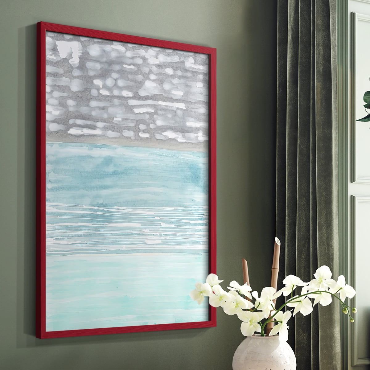 Hydrusphere II Framed Print in Red Solid Wood Framed Print No Nail Hanging