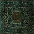 thumbnail image 1 of Ahgly Company Machine Washable Indoor Square Persian Turquoise Blue Traditional Area Rugs, 4' Square, 1 of 4
