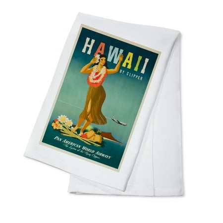Pan Am Wash USA - Pan Am - Hawaii - (artist: Atherton c. 1948) - Vintage Advertisement (100% Cotton Kitchen Towel) ()