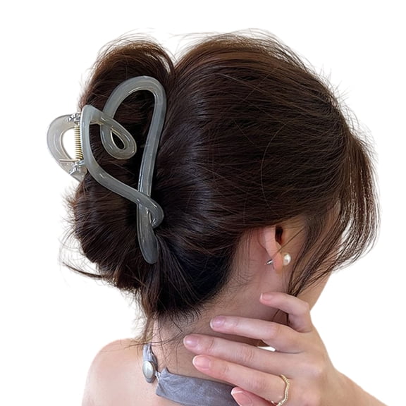 Strong Grip Hair Claw Hair Claw Clip for Women Non-slip Durable Matte Transparent Heart Shape Hair Accessory Retro Style Amber Brown for Medium