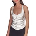 thumbnail image 1 of VISgogo, camisetas sin mangas cortas a la moda para mujer, camisetas sin mangas de Color sólido con retazos de un solo pecho, camisetas elegantes VISgogo moda, 1 of 5