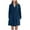 Navy, variant on Women's Plush Fleece Hooded Robe Cozy Heart-Print Bathrobe Long Sleeve Thick Lined Sleepwear Loungewear for Women Sizes M-3XL