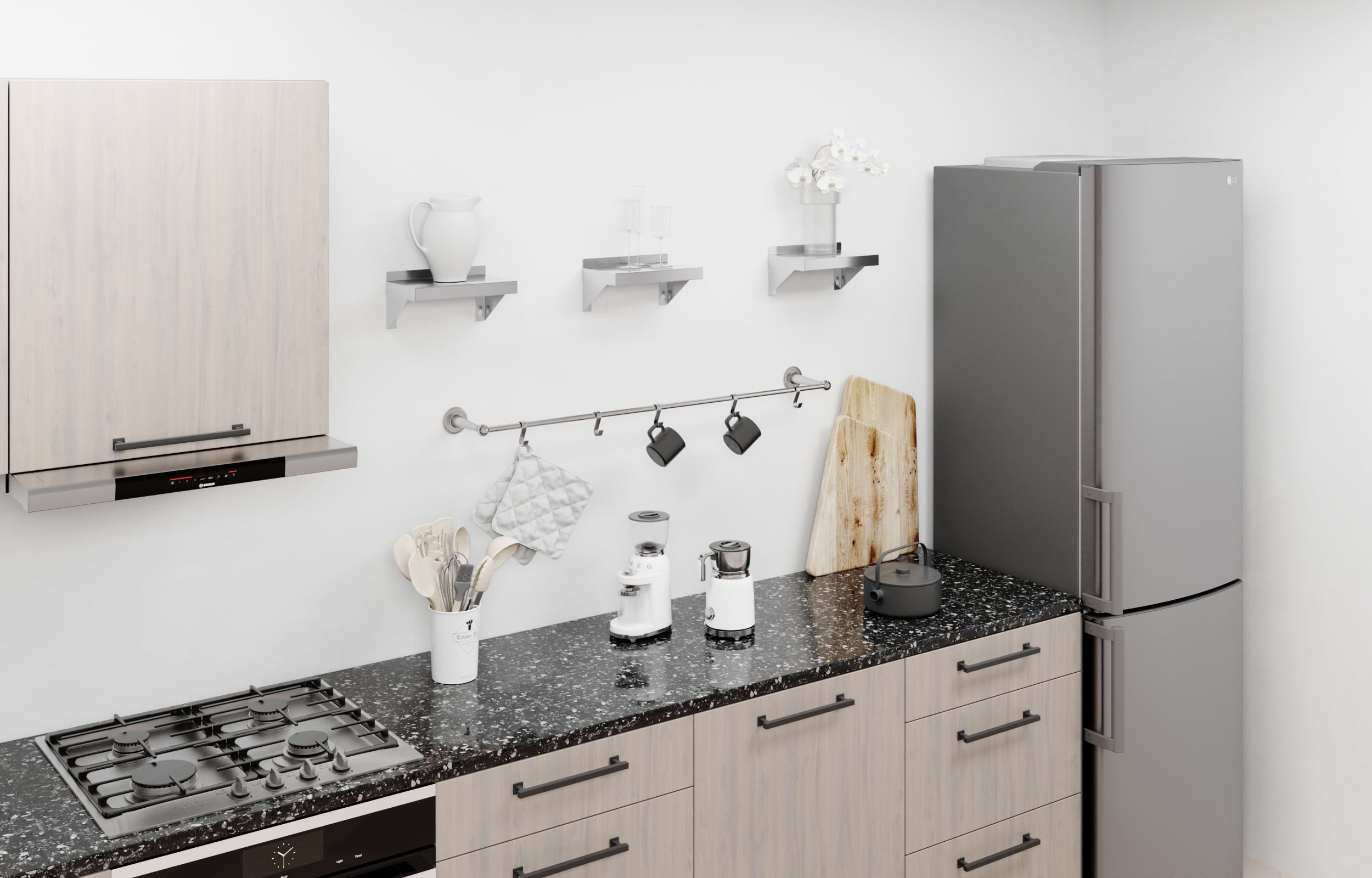 AmGood 6 in. x 10 in. Stainless Steel Wall Shelf With Squared Edge | NSF Certified | Appliance & Equipment Metal Shelving | Kitchen, Restaurant, Garage, Laundry, Utility Room