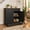 Black, Double Door, variant on Furnivio Tilt Out Trash Can Cabinet with Dog Bowl, 10 Gallons Dog Food Storage Cabinet, Hidden Trash Can with Hideaway Drawer for Kitchen/Living Room