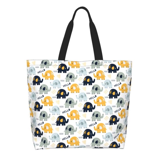 Easygdp Cute Elephant Bolsas Tote para Mujer, Bolsos de Hombro para Viaje, Bolsos de Mano de Gran Capacidad para Compras y Trabajo