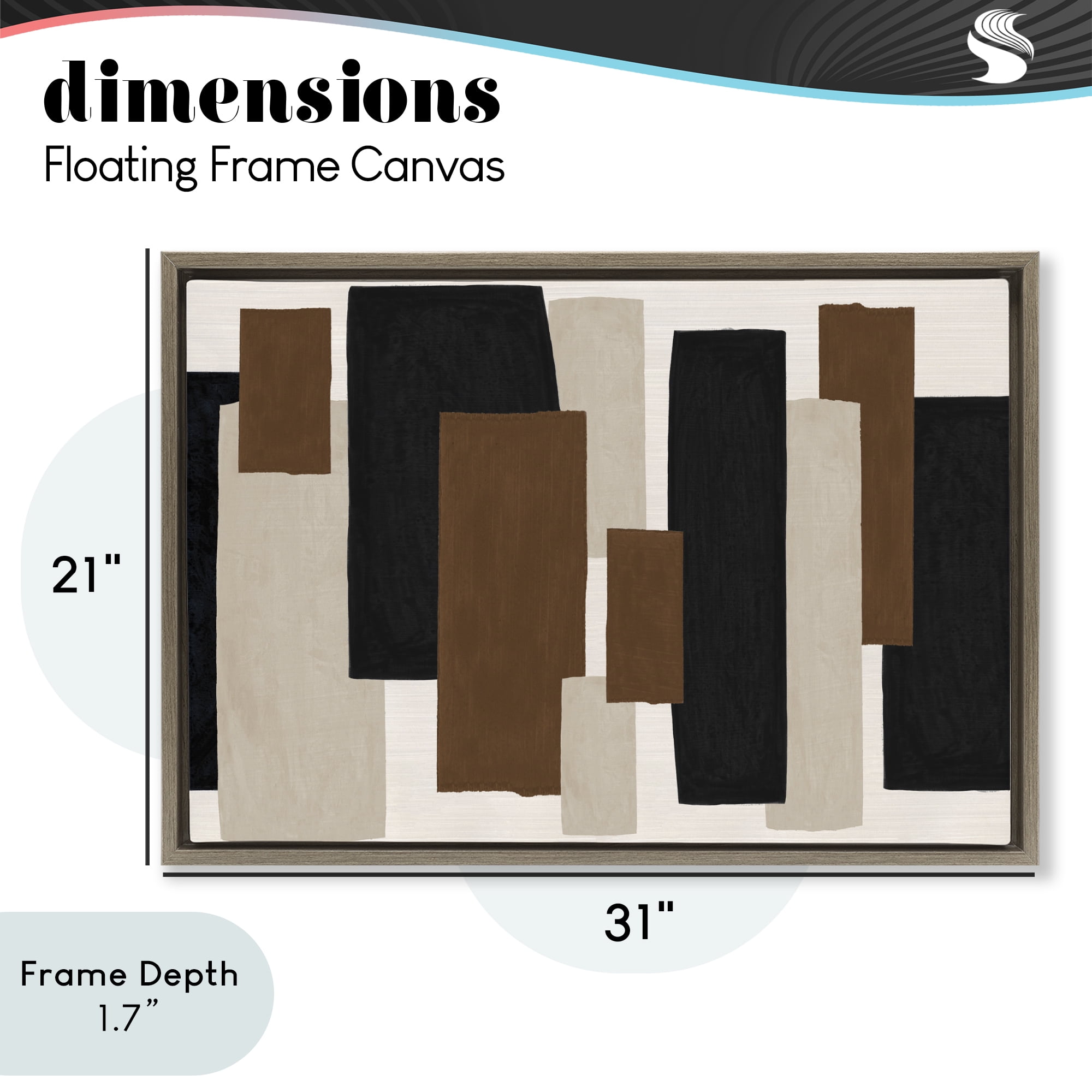 Stupell Industries Minimal Vertical Blocks in Earth Tones Brown Framed Floater Canvas Wall Art, design by Janet Tava