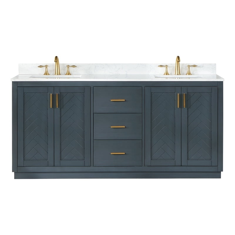 Gazsi 72" Double Bathroom Vanity Set in Classic Blue without Mirror