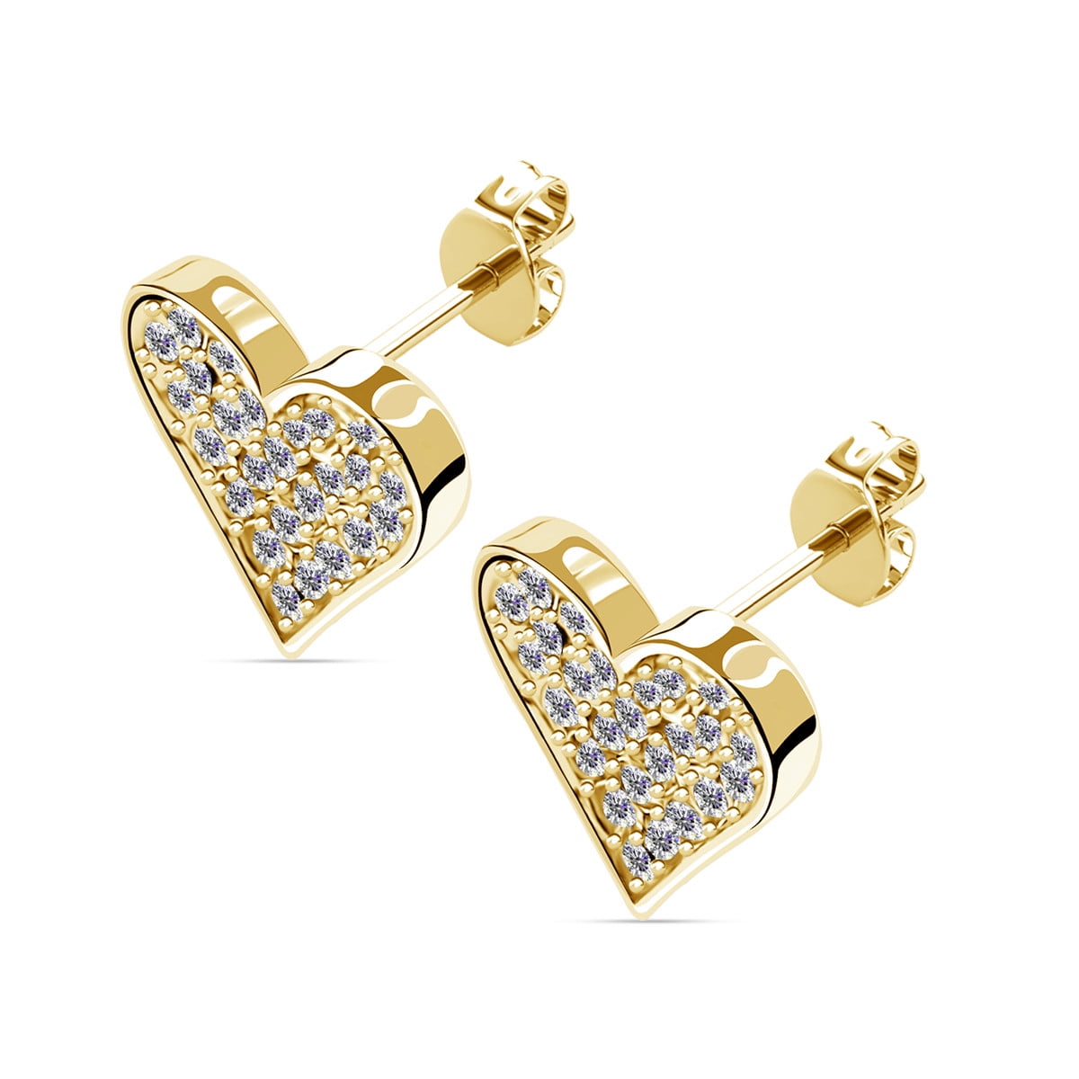 Cate & Chloe Cecilia 18k Yellow Gold Plated Silver Stud Earrings with Swarovski Crystals for Women