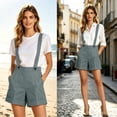 thumbnail image 6 of Kaemgyyd Suspender Shorts for Women Summer Casual Elastic High Waisted Shorts Wide Leg Rolled Hem Shorts with Pockets Office Work Clothes, 6 of 6