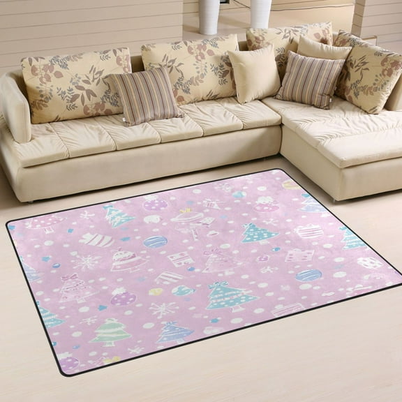 Pink Cute Christmas Soft Polyester Area Rug 31''x20'', Non Slip, Memory Foam, Water Absorbent