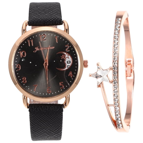 1 juego de mujeres Wrist Watch Star Moon Design Watch Exquisito Bracelet Women Festival Regals