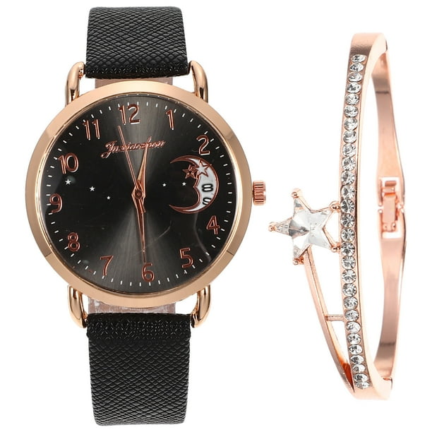 1 juego de mujeres Wrist Watch Star Moon Design Watch Exquisito Bracelet Women Festival Regals