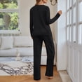 thumbnail image 4 of SUNBS Lounge Sets for Women 2 Piece Casual Outfits Long Sleeve Henley Top Wide Leg Pants Tracksuit with Pockets, 4 of 9