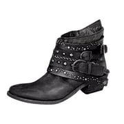 Women's Boots Girls Short Bootie Cowboy Motorcycle Leather Shoes Ankle Boots