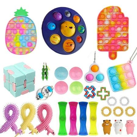 Liliz Sensory Fidget Toys Set Novelty Stress Relief Toys Kit Pack of Planet Bubble Board Magic Cube