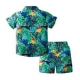 thumbnail image 2 of Bullpiano 1-6Y Toddler Baby Boy Summer Vavation Shorts Sets Kids Short Sleeve Button down Leaves Floral Print Shirt+Shorts Suits Casual Beach Hawaiian Outfit (Style Q), 2 of 5