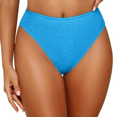 APEXFWDT Women Bikini Bottoms Mid Waist Bathing Suit Swimsuit Swim Bottom for Women Bikini Bottoms Full Coverage Swimwear Big Sale  M Light Blue