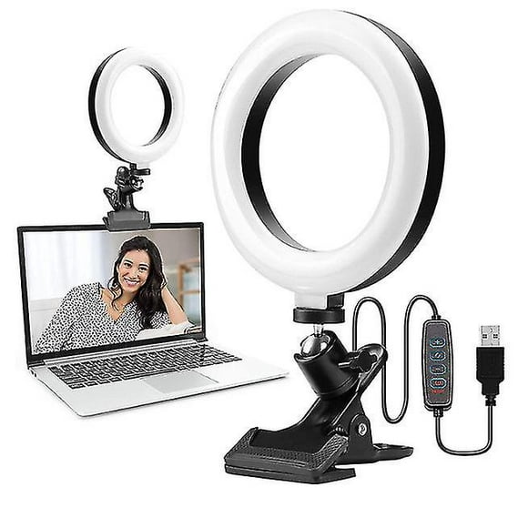 Selfie Anneau Clip Lumineux pour Youtube Moniteurs en Direct et Ordinateurs Portables Bureau Zoom Éclairage Led Anneau Lampe Vidéo Conférence Éclairage Kit