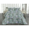 thumbnail image 2 of Ambesonne Roses Quilted Coverlet 2 Pcs, Blurry Garden Flowers Print, Twin Size, Mint Green Lilac and Grey, 2 of 4